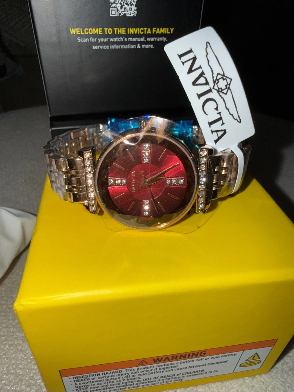 Invicta Rose Gold Pro Diver watch Burgundy face Crystal Accent Women's Watch